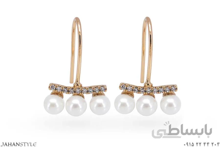 گوشواره طلایی مروارید دار ژوپینگ XUPING