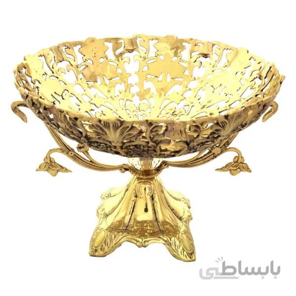 میوه خوری برنزی طرح دسته دار کاسه ای سایز بزرگ کد ۱۰۸۴