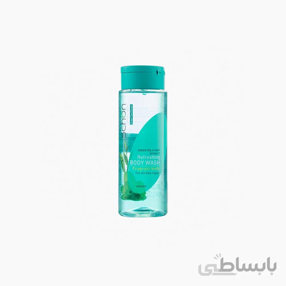 شامپو بدن چای سبز و نعنا شون حجم 420 میل ا Schon Green Tea And Mint Extract Refreshing Body Wash For All Skins 420ml