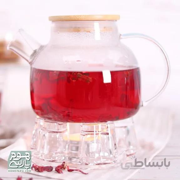قوری پیرکس درب بامبو فیلتر دار