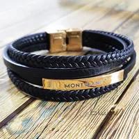 دستبند 4ردیفه مونت بلانک mont blanc طلایی (ارسال رایگان)