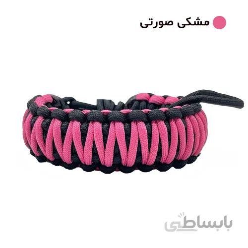 بند مچی دوربین عکاسی پاراکورد مشکی صورتی Camera Strap Paracord 031