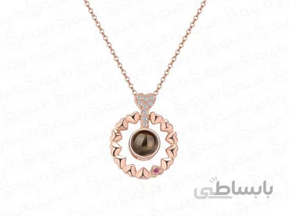 گردنبند زنانه دوستت دارم به صد زبان دنیا طرح قلب ولنتاین 11803