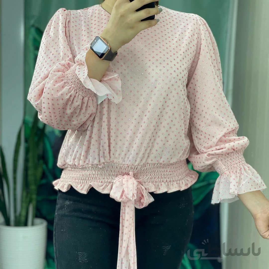 شومیز شاین خالدار آستین کش