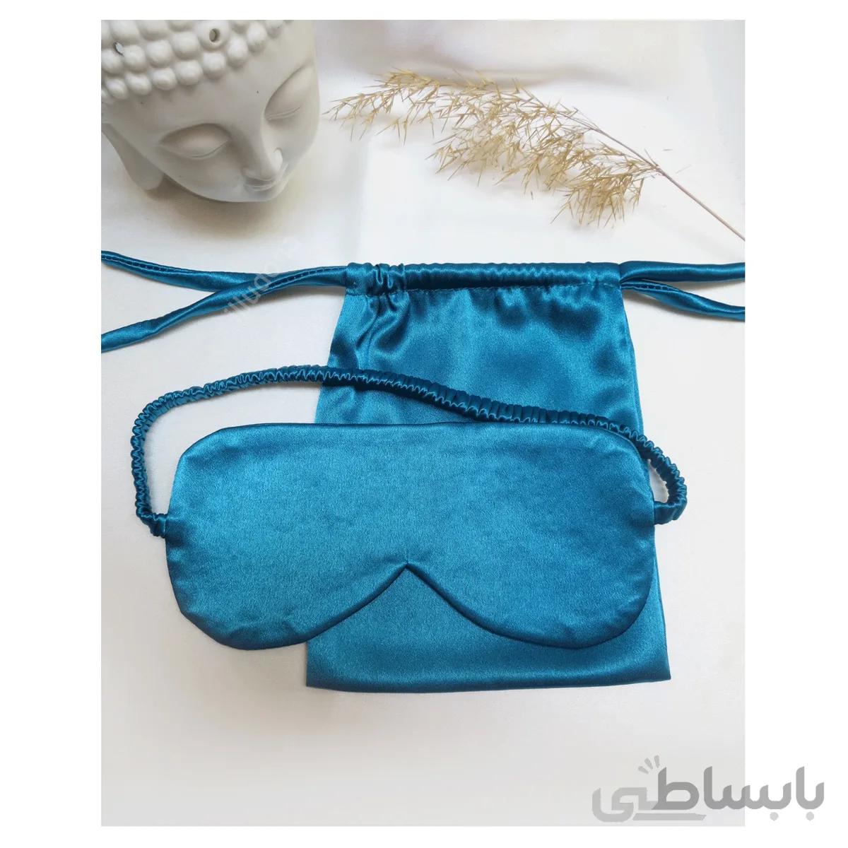چشم بند ساتن رنگ سبزآبی همراه با کاور