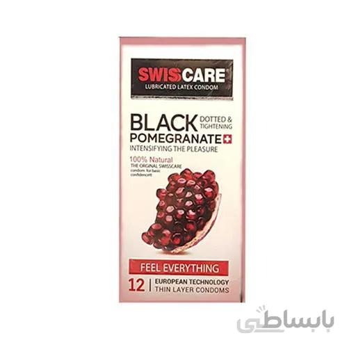 کاندوم سوئیس کر مدل Black Pomegranate بسته 3 عددی ا Swiss Care model Black Pomegranate Condom -package 3 pieces