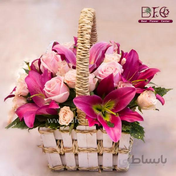 سبد گل لیلیوم و رز