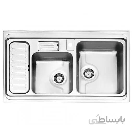 سینک استیل البرز دو لنگه فانتزی 812 روکار راست ا steelalbroz.sink812/60