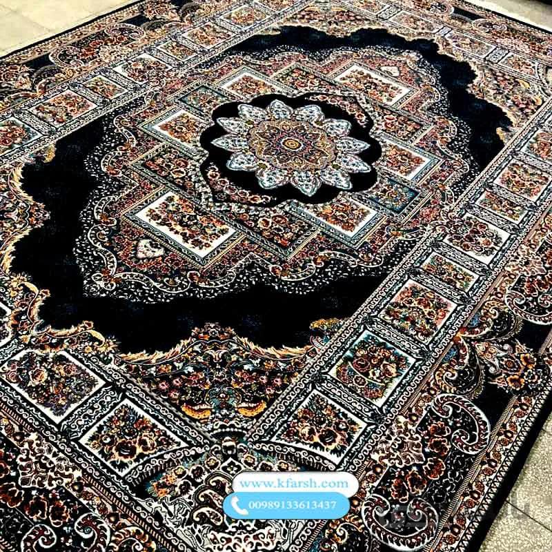 فرش ۵۰۰ شانه طرح حوض نقره سرمه ای