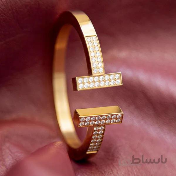 دستبند استیل ضد حساسیت با روکش طلا برند تیفانی TIFFANY