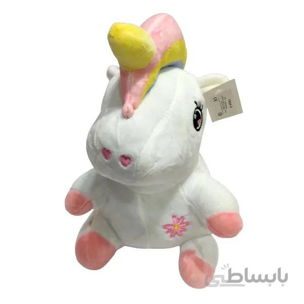عروسک پولیشی مدل اسب تک شاخ سفید ارتفاع 25 سانتی متر Unicorn_اسباب بازی