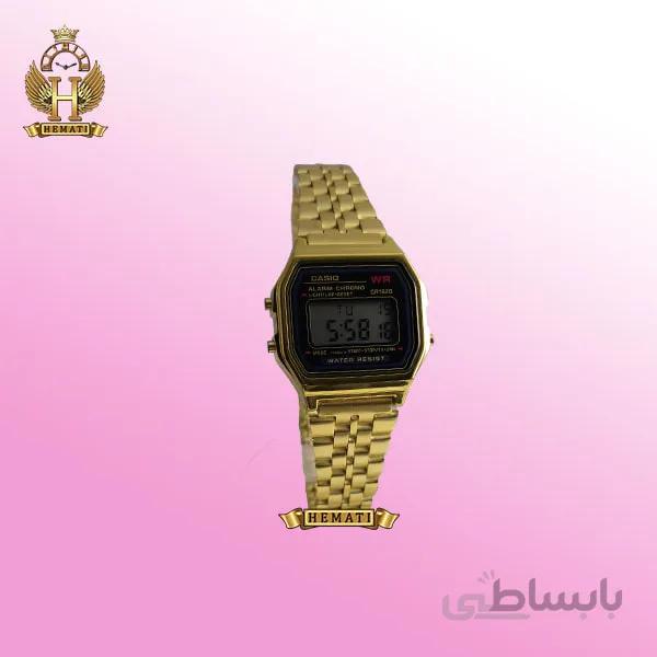 ساعت زنانه کاسیو نوستالژی CASIO A159WA-1 طلایی (صفحه مشکی)