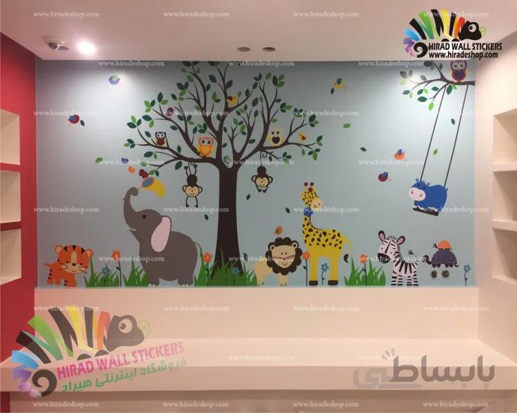 استیکر دیواری اتاق کودک جنگل حیوانات Animal Forest Wallstickers کد h1150