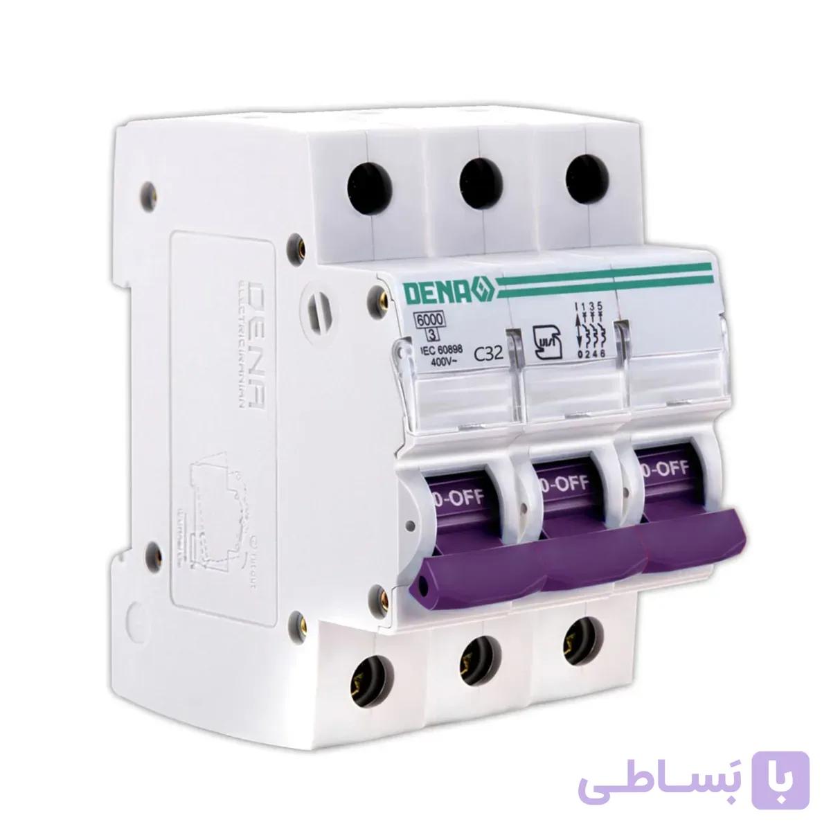 فیوز مینیاتوری سه پل 32 آمپر دنا الکتریک مدل C32-6K-3P