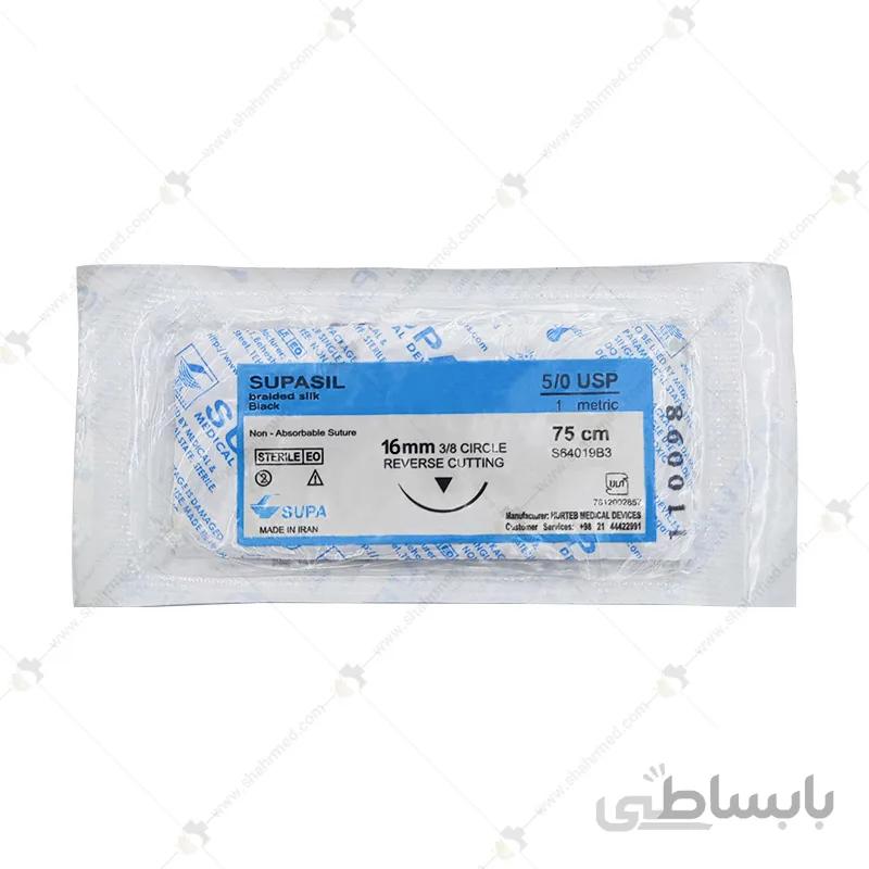 نخ بخیه سوپاسیل مدل 5/0 با سرسوزن 16 میلی متری ریورس Surgical Suture Supalon 5/0