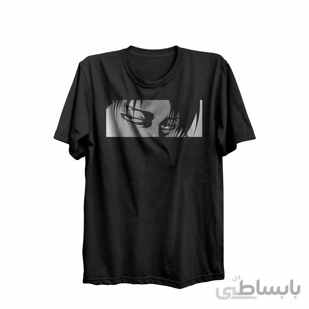 تیشرت یقه گرد مشکی طرح انیمه اتک ان تایتان Attack on Titan کد 284693