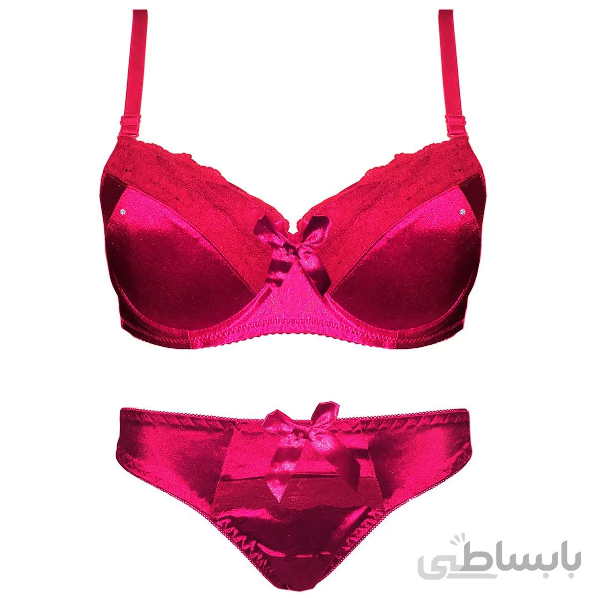 ست شورت و سوتین اسفنجی ساتن