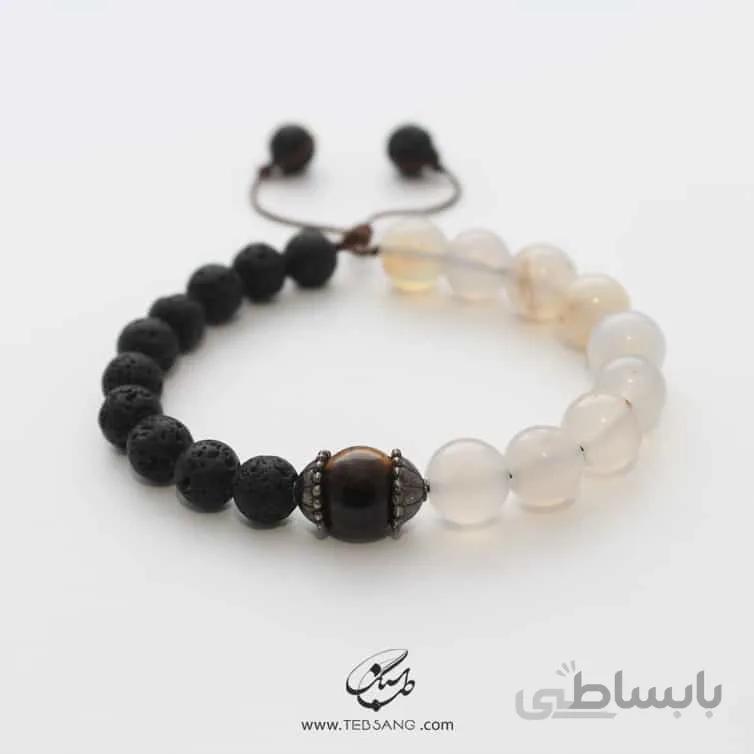 دستبند عقیق سلیمانی-چشم ببر- لاوا کد BT-109