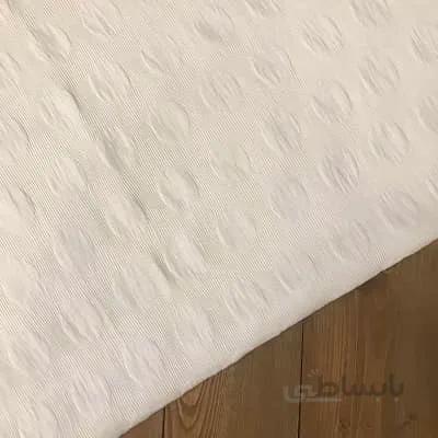 پارچه کریشه ژاکارد طرح توپی رنگ سفید کد 307