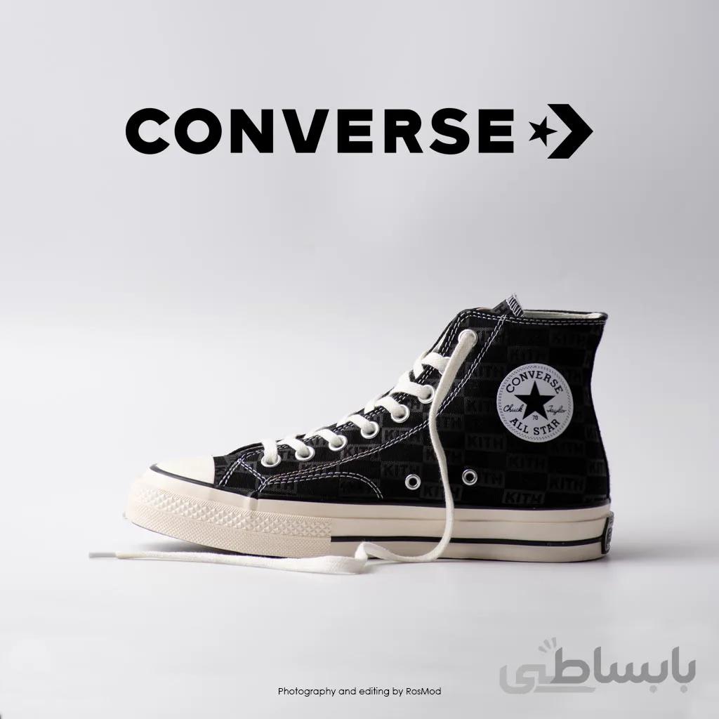 کتانی کانورس آل استار – Converse Kith X Chuck 70 High Black Monogram
