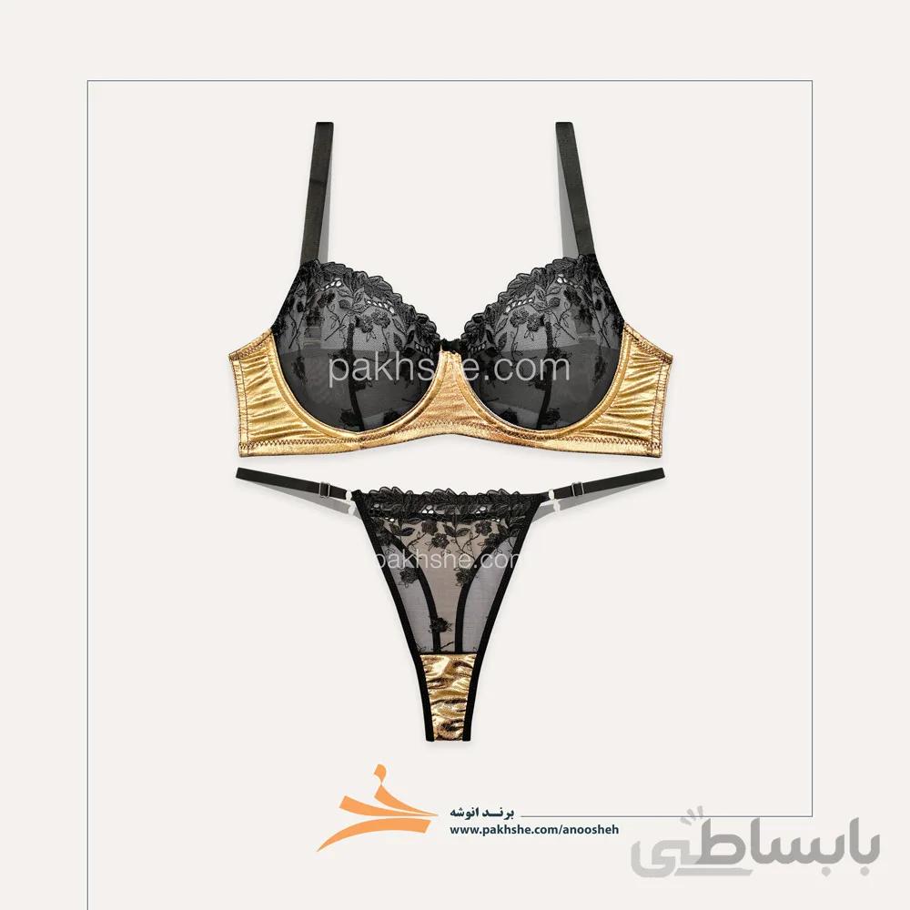ست فانتزی ورنی طلایی براق برند نوشه پوش کد 67002