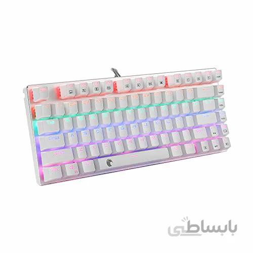 HUO JI 60% Mechanical Gaming Keyboard, E-Yooso Z-88 with Red Switches, Rainbow LED Backlit, Compact 81 Keys Hot Swappable, Silver and White white keyboard,red switch