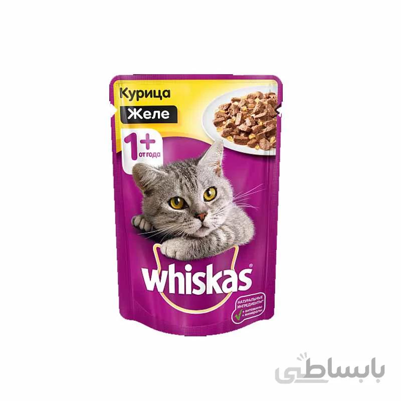 پوچ گربه ویسکاس با طعم مرغ در ژله