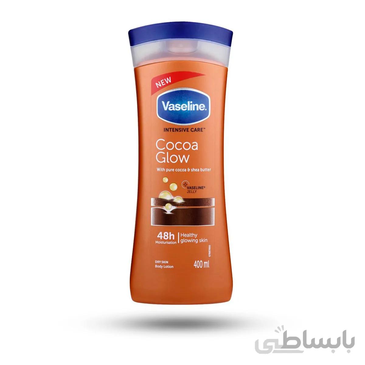 لوسیون بدن وازلین مدل cocoa glow حجم ۴۰۰ میل ا cocoa glow کد 320007