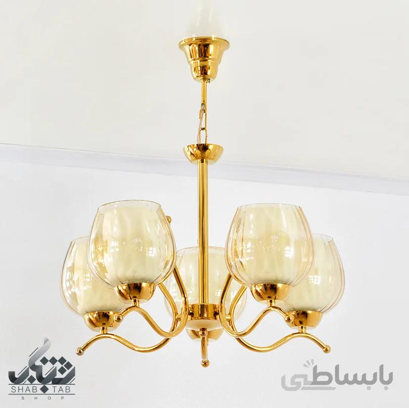 لوستر فلزی پنج شعله طلا کد 804