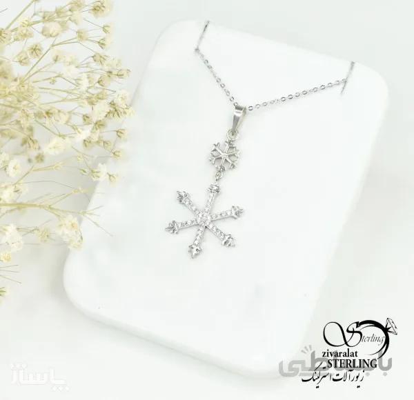 گردنبند نقره زنانه طرح گوله برف کد 702607