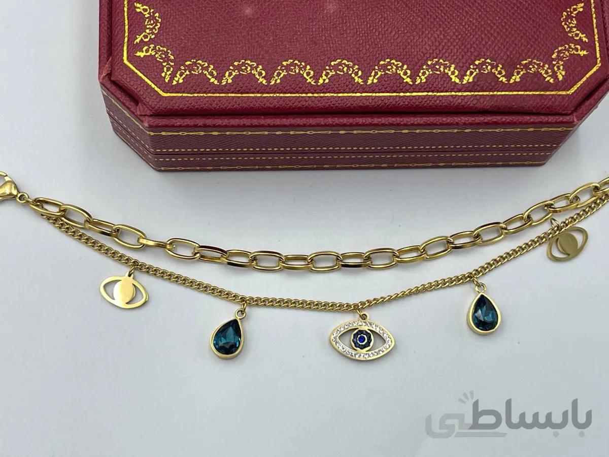 دستبند آویزدارچشم نظر نگین کاری