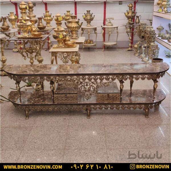 میز تلویزیون برنزی طرح فرشته آنتیک