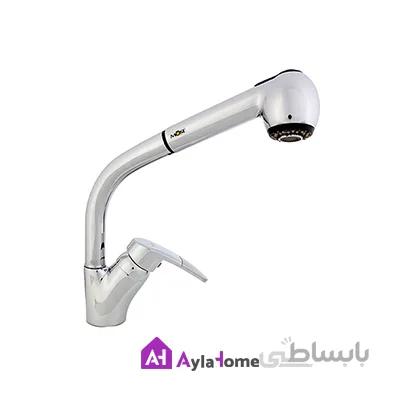شیر سینک گوشی دار بلند C موست مدل نیویورک کروم نیکل
