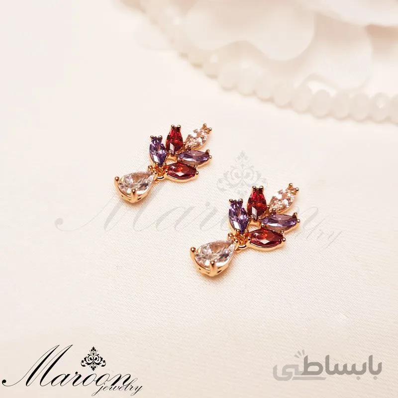 گوشواره مارکیز رنگی مارون CG151