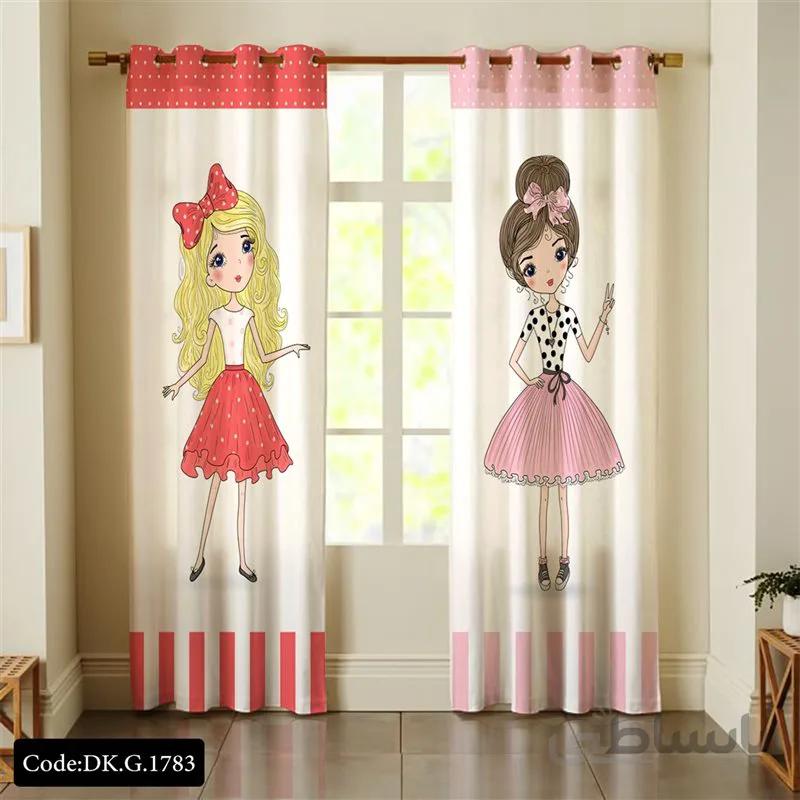 پرده پانچی (هازان و مخمل) کد DK.G.1783 طرح دخترانه پرنسس ها
