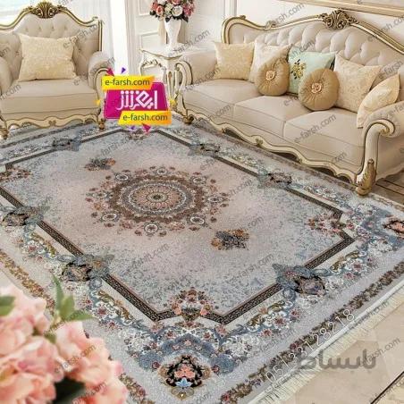 فرش ماشینی مشهد طرح 802081 نقره ای