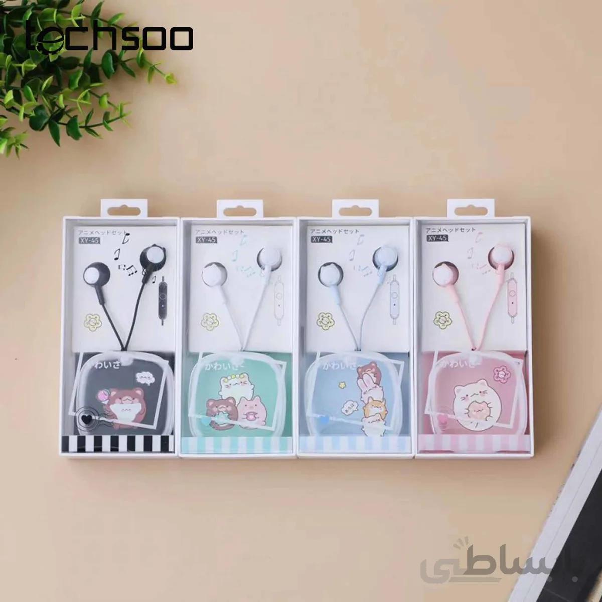 هندزفری فانتزی طرح حیوانات Cute animals XY-45 wired earphone with storage bag