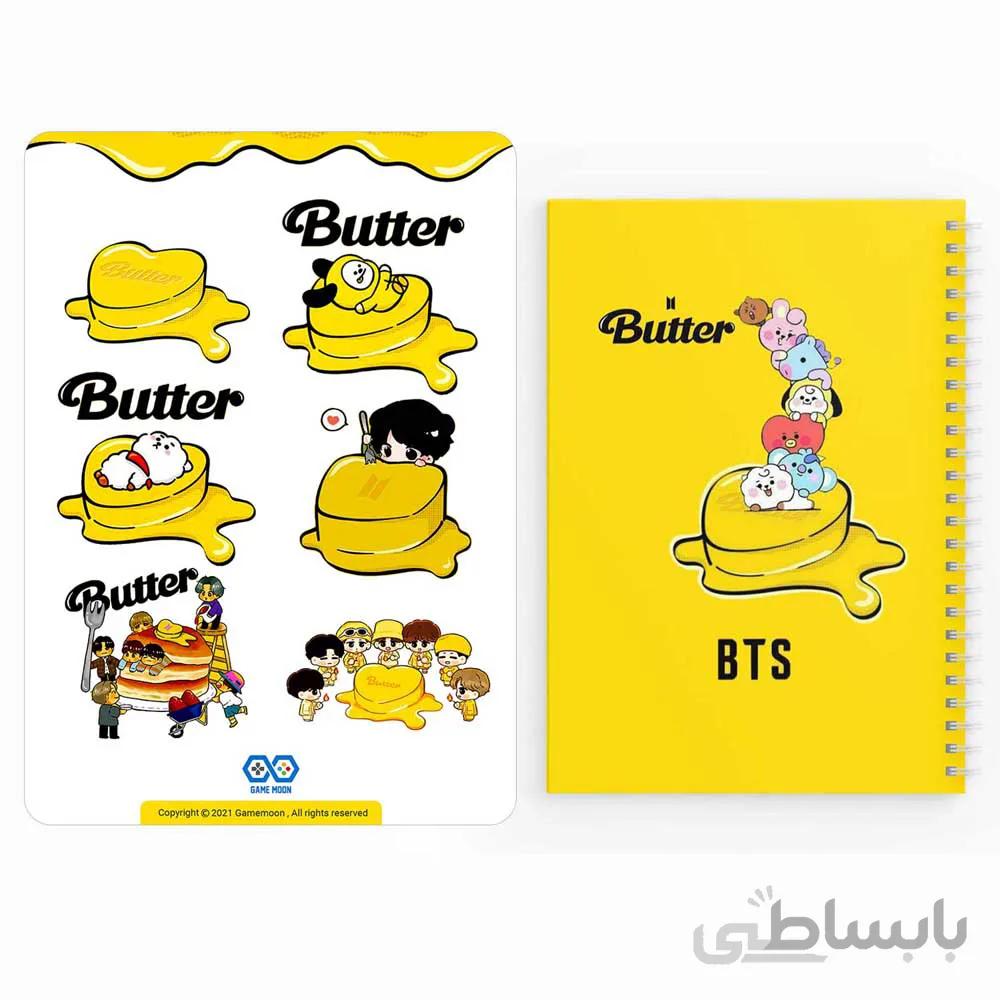 دفترچه يادداشت bts butter به همراه مجموعه ٦ عددی استيكر-کد 2025