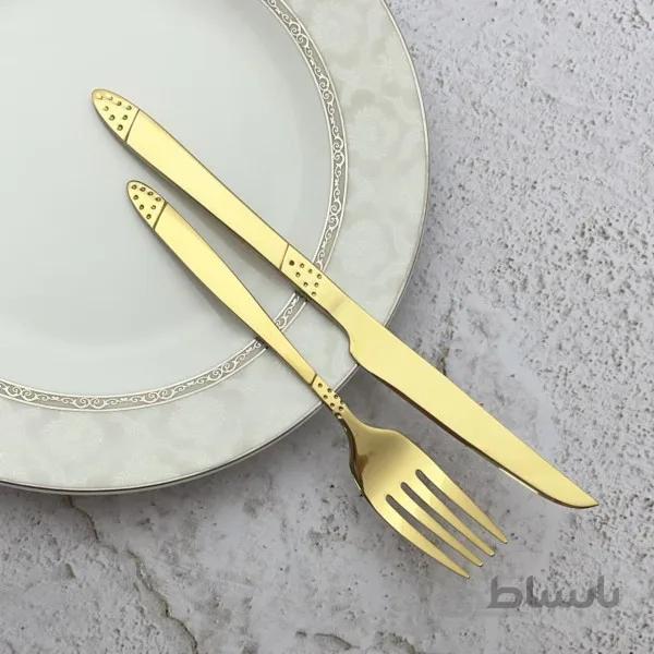 کارد چنگال استیل طلایی