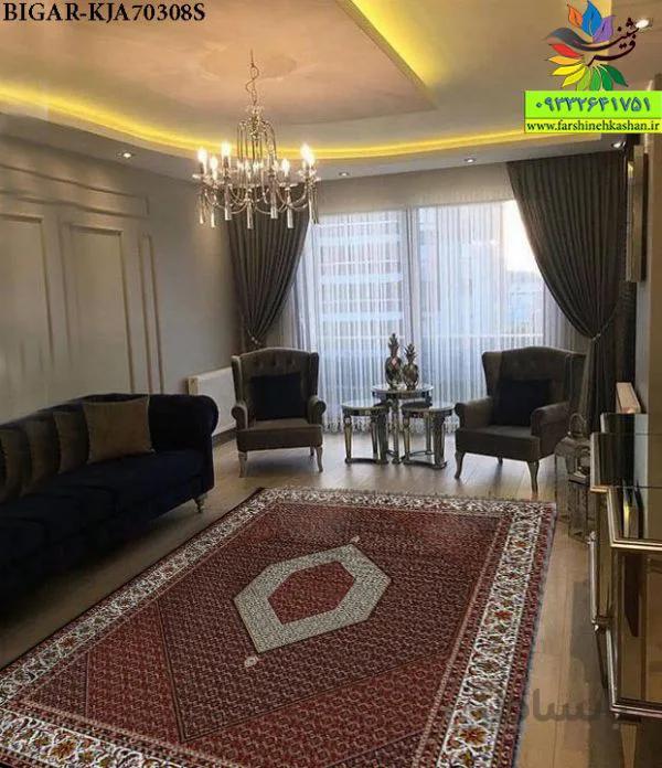 فرش ماشینی 700 شانه طرح بیجار سرمه ای