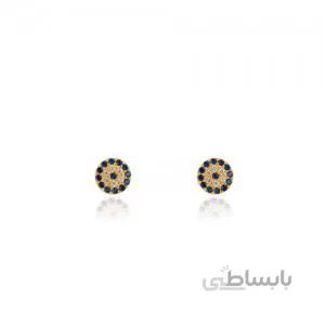 گوشواره میخی طلا طرح چشم نظر نگین دار کد CE405