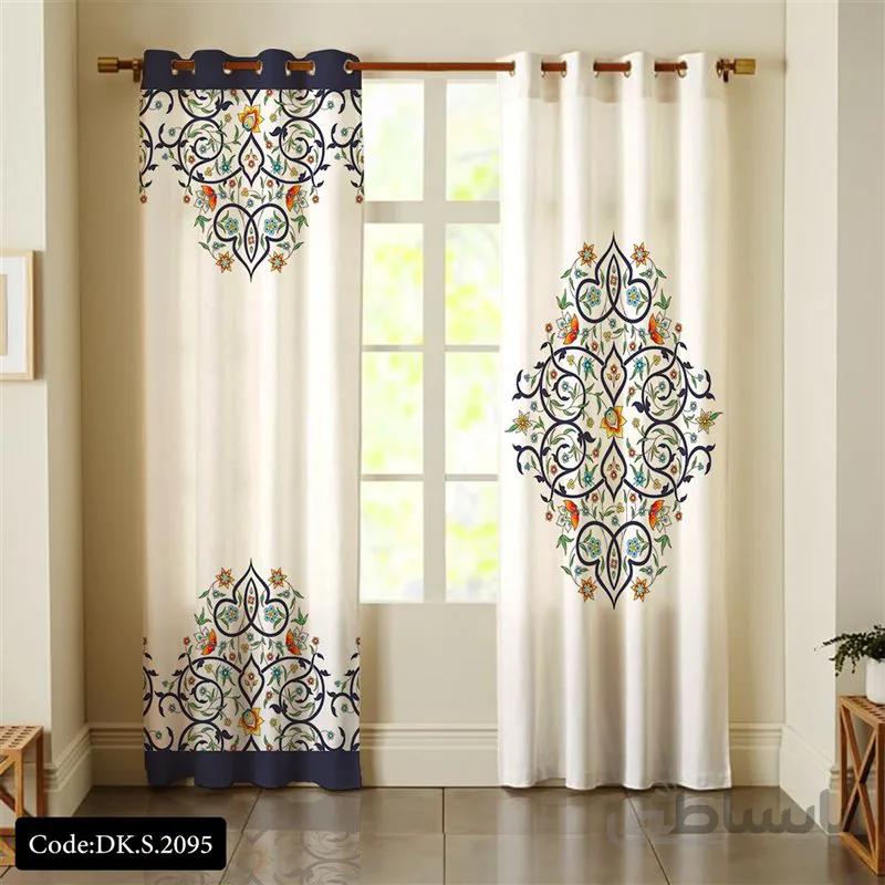 پرده پانچی (هازان و مخمل)کد DK.S.2095 طرح ایرانی و سنتی اسلیمی نقوش گلدار