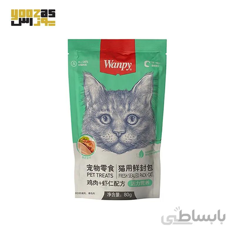 پوچ گربه ونپی با طعم مرغ و میگو وزن 80 گرمی