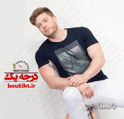 تیشرت maxzone یقه گرد طرحدار سورمه ای