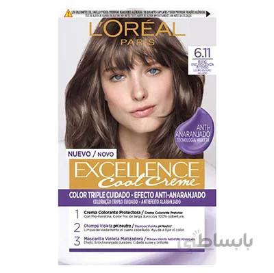 کیت رنگ مو اکسلانس لورآل شماره ۶.۱۱ / Loreal Excellence Cream Hair Color