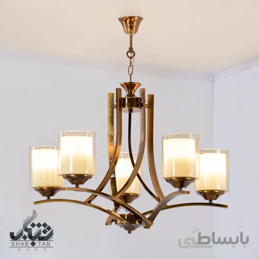 لوستر آویز پنج شعله پارسیان کد 7055/5 با حباب