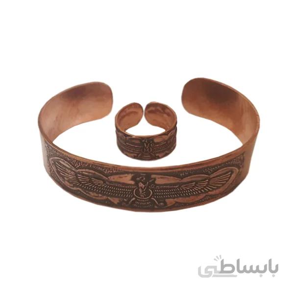 نیم ست مسی پهن با طرح فروهر کد JW138.2