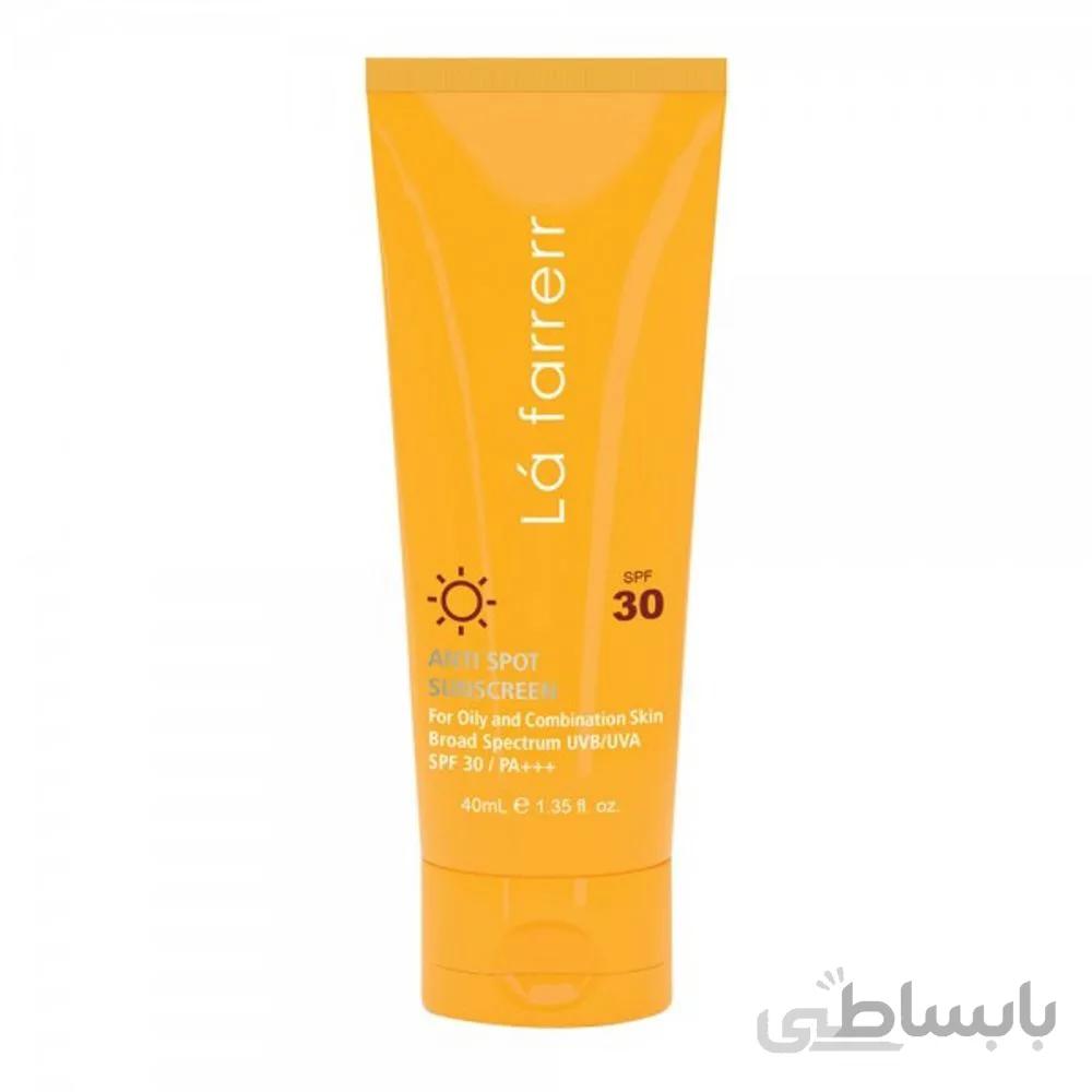 کرم ضدافتاب بی رنگ SPF 30 لافارر مناسب پوست چرب و اکنه دار