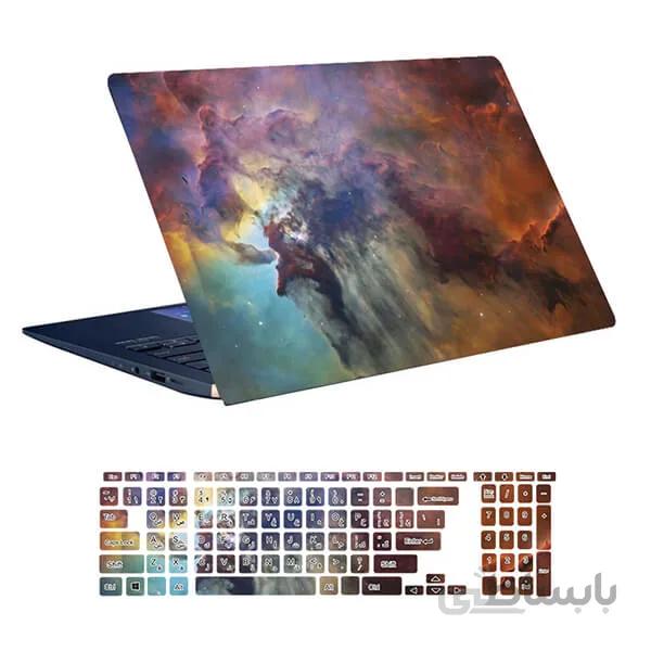 اسکین لپ تاپ طرح Space کد ۹۷ به همراه استیکر کیبورد