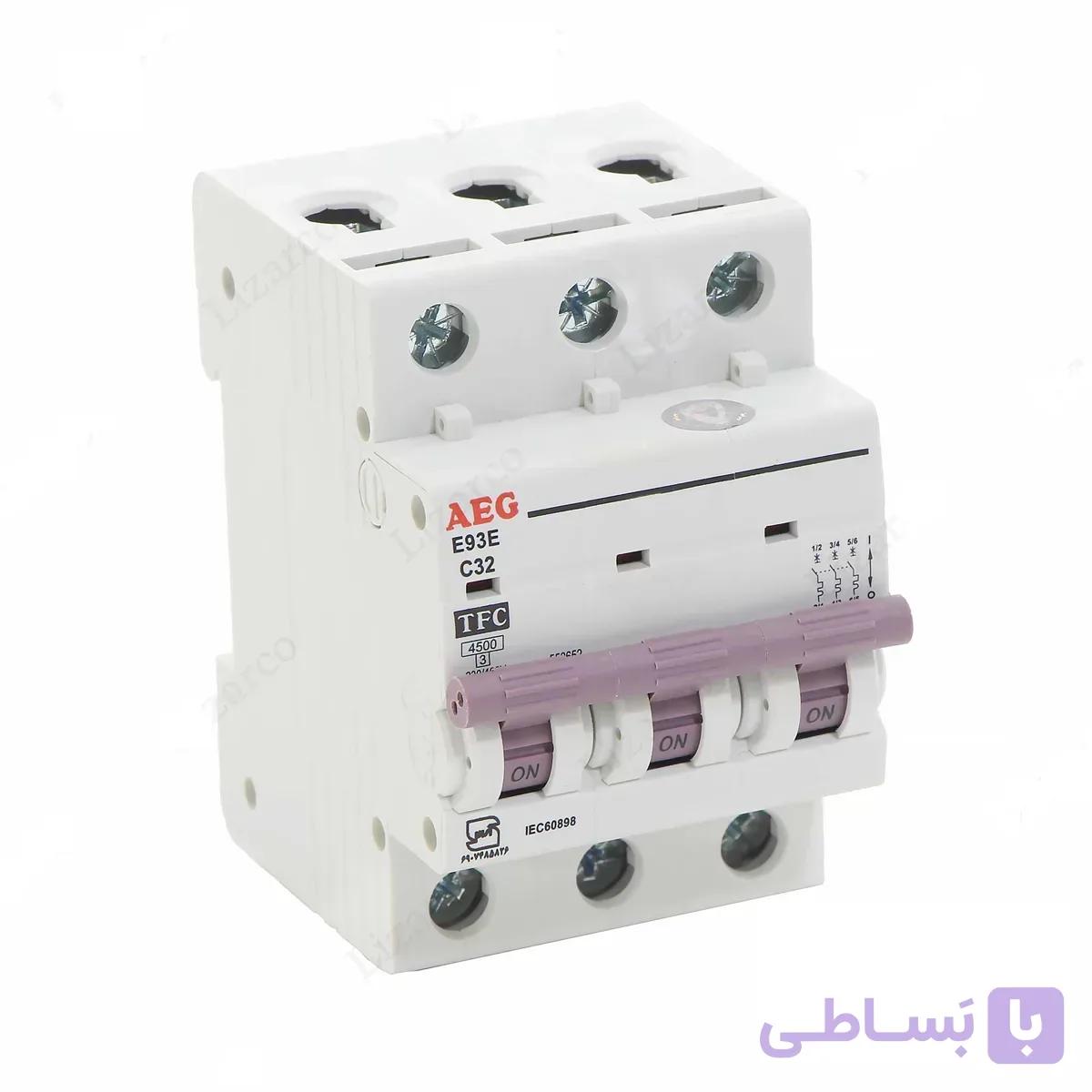 فیوز مینیاتوری سه فاز 32 آمپر 4/5 کیلوrn - AEG